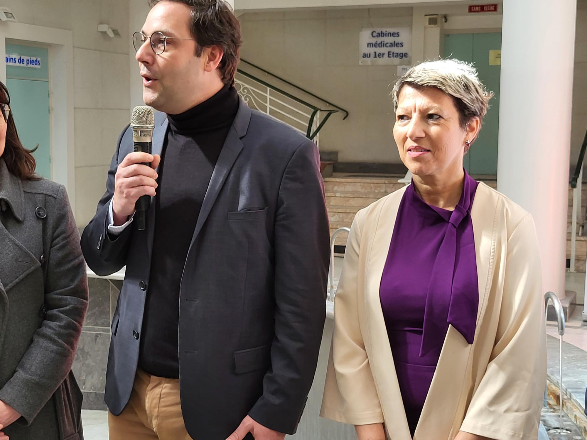 Maxime Vilgrain, président d'Arenadour, en compagnie de Myriam Roullot, la directrice des thermes de Luchon. (Photo : Anthony Assémat - Entreprises Occitanie)