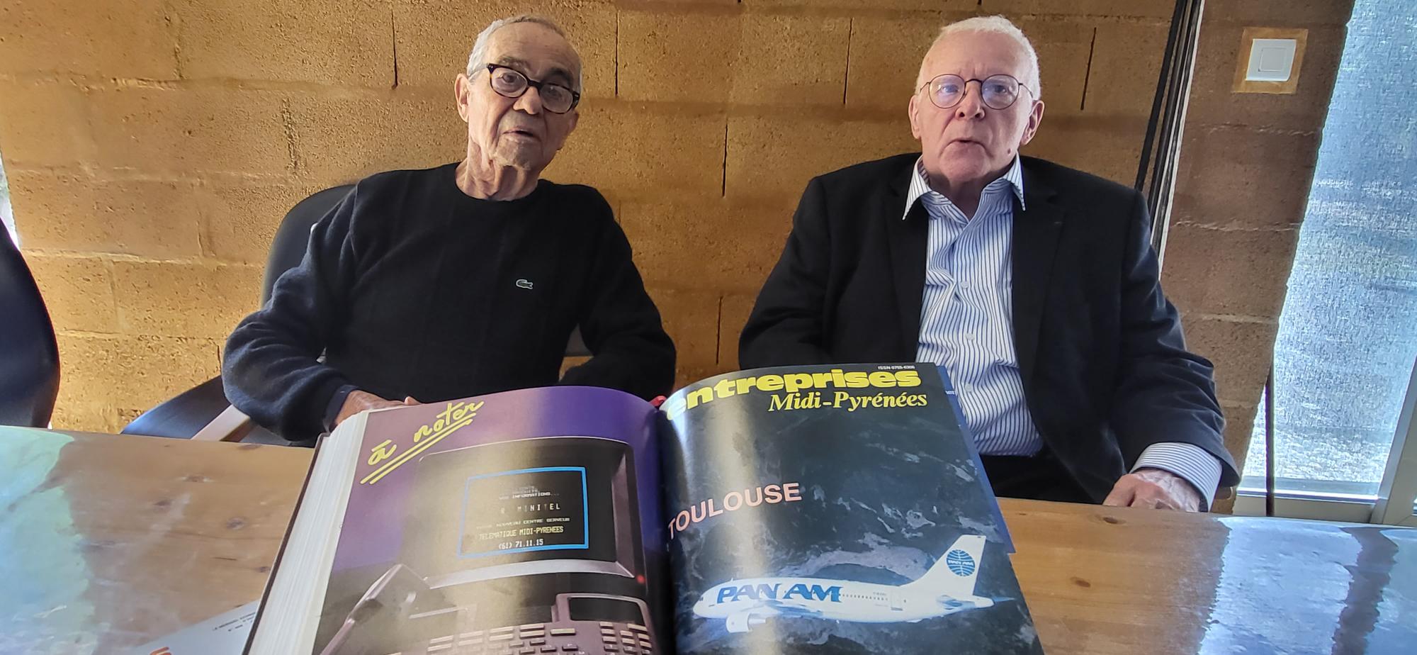 Claude Fontaneau, DG de l'Union patronale de Midi-Pyrénées en 1983 (à gauche), en compagnie d'Alain Géraud, son ancien président de 1978 à 1990 (à droite). (Photo : Anthony Assémat - Entreprises Occitanie)