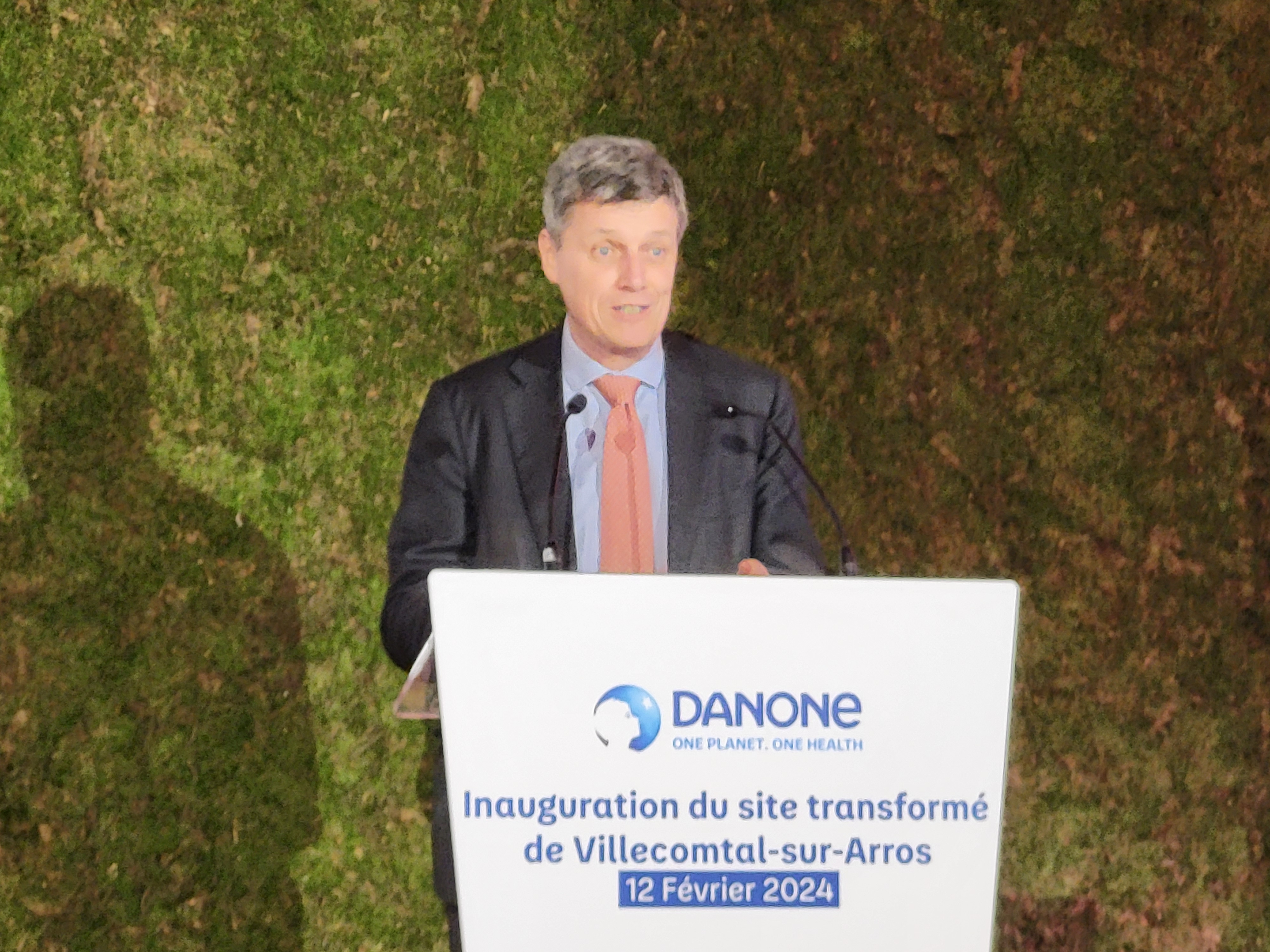 Antoine de Saint-Affrique, le directeur général de Danone, était présent à l'inauguration de la transformation du site gersois, lundi 12 février 2024. (Photo : Anthony Assémat - Entreprises Occitanie)