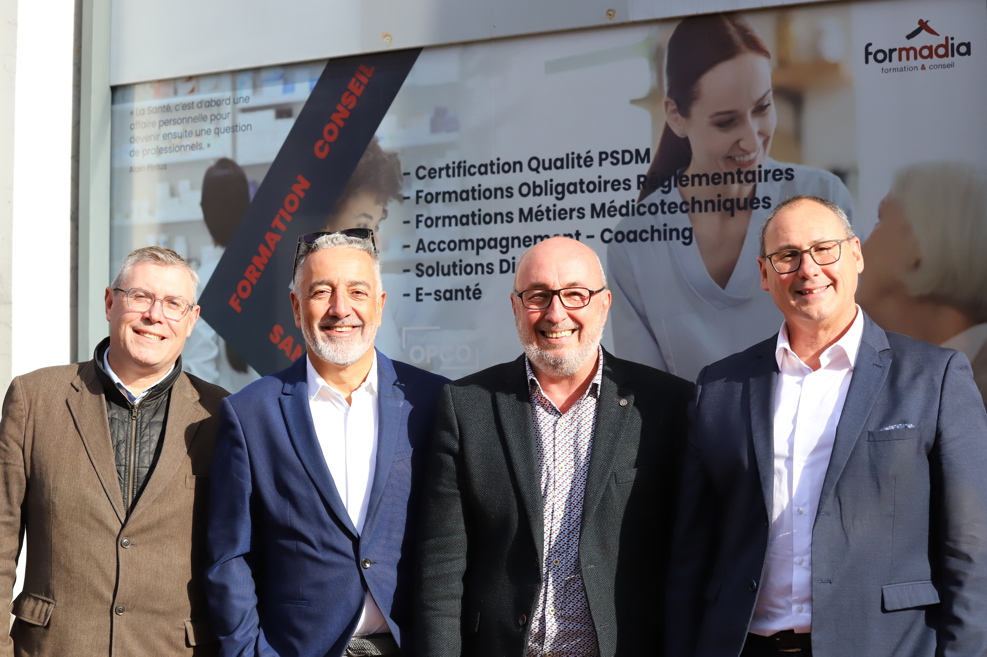 Le Codir de Formadia : de gauche à droite, Bruno Bensoussan, Philippe Sartre, Gilles Clarens et Eric Dardenne. (Photo : Formadia)