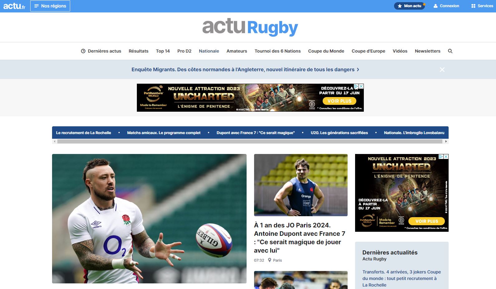 Que ce soit sur Twitter, Linkedin et Instagram, Actu Rugby bascule sur tous les réseaux sociaux pour fournir toutes les informations sur le sport au ballon ovale. (Photo : capture écran)