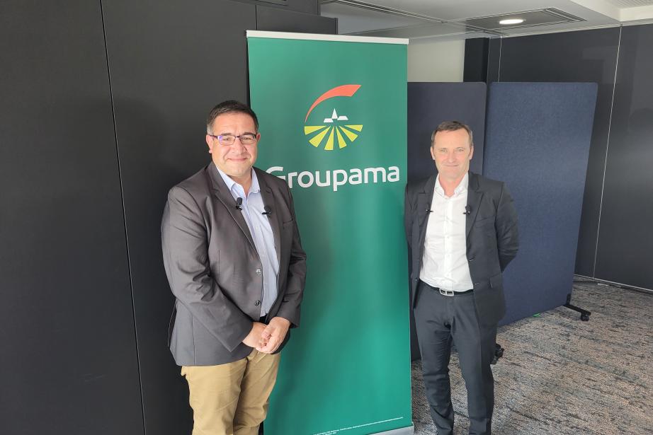 Pierre Martin, le président de Groupama d'Oc et Olivier Larcher, le directeur. (Photo : Dorian Alinaghi - Entreprises Occitanie)