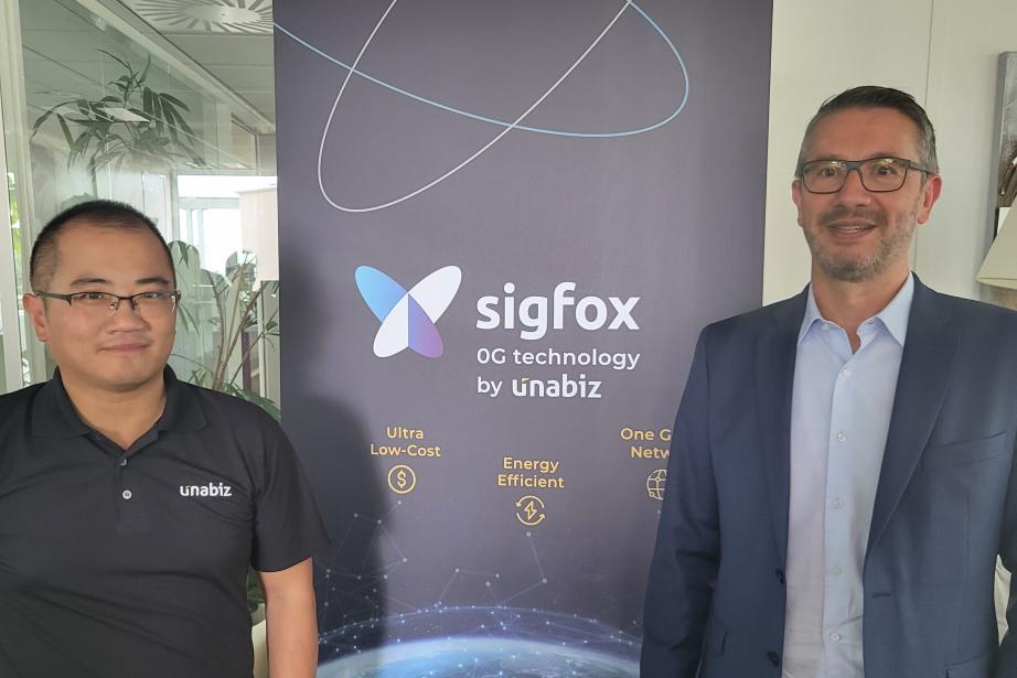 Pour Henri Bong (à gauche), le patron d’Unabiz, et Patrick Cason, directeur Europe sud, « la technologie Sigfox reste plus que jamais dans la course du « low power ». (Photo : Dorian Alinaghi - Entreprises Occitanie)