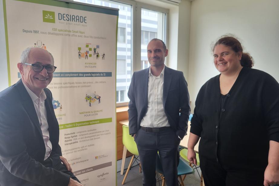 Hervé Lambert (président de Désirade), Mathieu Ramirez (directeur commercial) et Sophie Patat, directrice adjointe. (Photo : Dorian Alinaghi - Entreprises Occitanie)