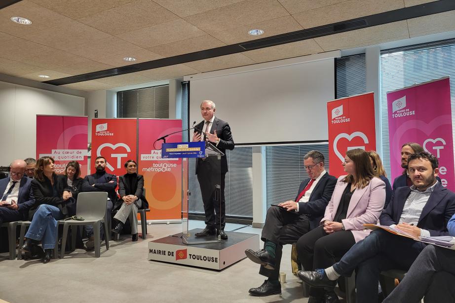 Jean-Luc Moudenc, maire de Toulouse et président de Toulouse Métropole, a présenté sa feuille de route pour 2024. (Photo : Dorian Alinaghi - Entreprises Occitanie)