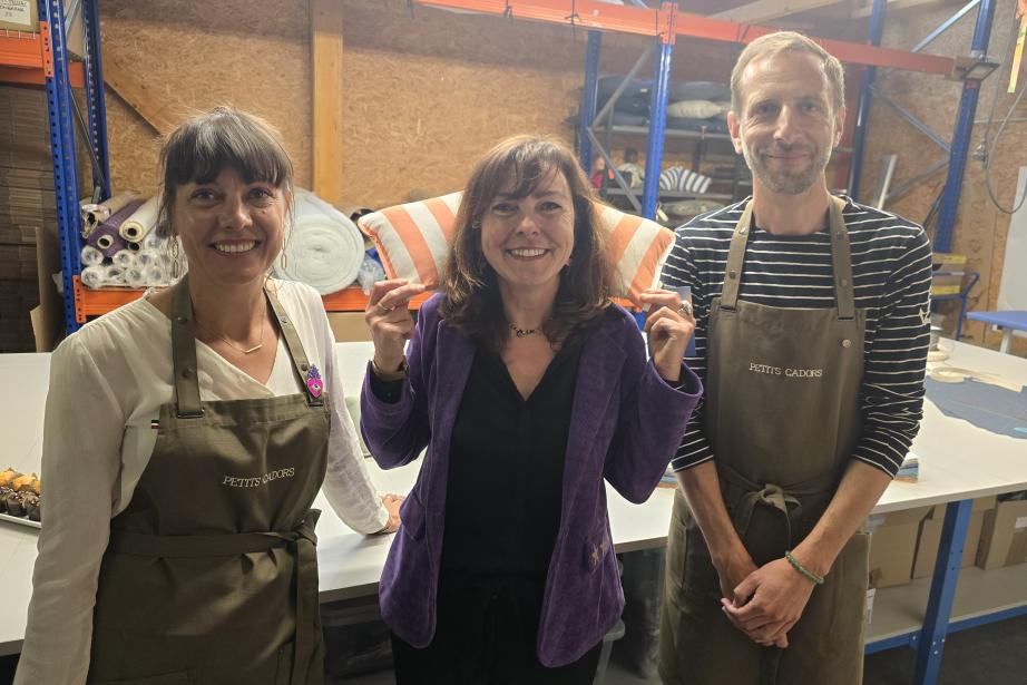 La Région Occitanie avec sa présidente, Carole Delga (au milieu), a accompagné cette entreprise créée il y a cinq ans à travers une aide de 12 000 euros. (Photo : Dorian Alinaghi - Entreprises Occitanie)