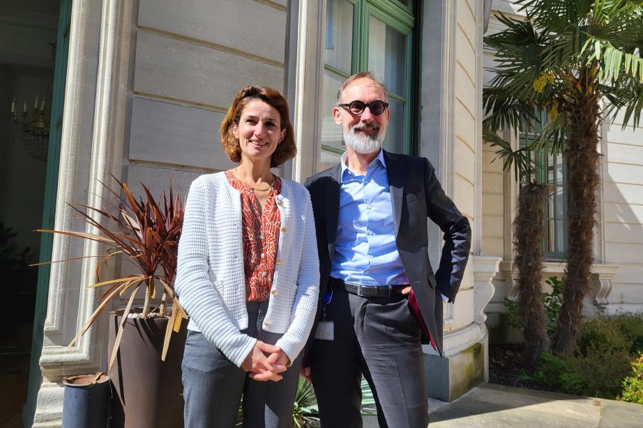 Christine Bardinet, la directrice de la Banque de France en Occitanie (en compagnie de Jean-Marc Serrot, son adjoint) a évoqué les 25 ans de l'Euro et les sujets d'actualité économique en France et en Occitanie. (Photo : Anthony Assémat - Entreprises Occitanie)