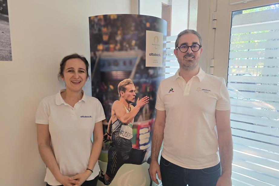Pauline Seniow, orthoprothésiste, et Sylvain Consentino, responsable de l'agence Ottobock de Toulouse. (Photo : Dorian Alinaghi - Entreprises Occitanie)