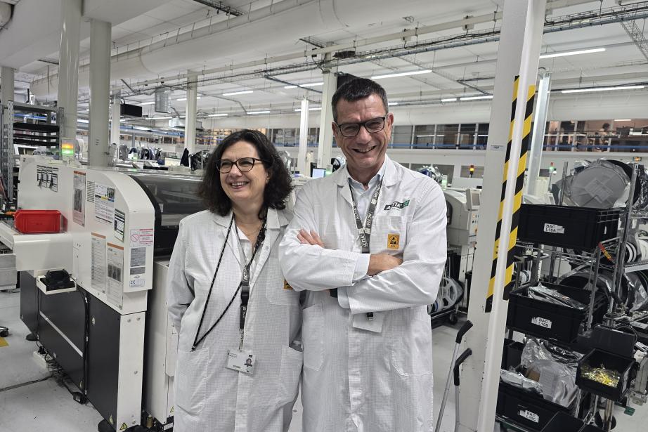 De gauche à droite : Catherine Mallet, directrice générale déléguée du groupe Actia et Jean-Louis Pech, PDG du groupe Actia. (Photo Dorian Alinaghi Entreprises Occitanie)