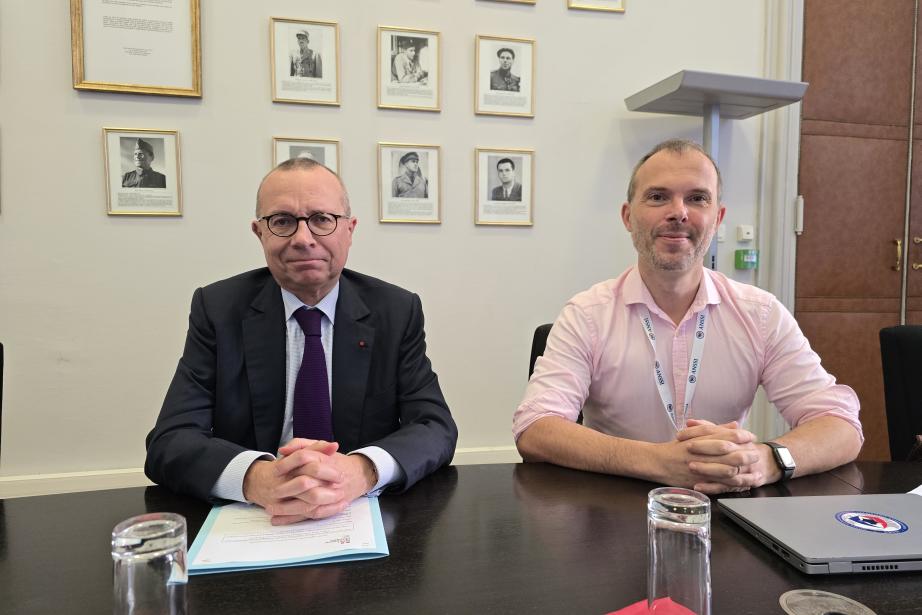 Pierre-André Durand, préfet de la Haute-Garonne, et Christophe Fleury, délégué à la sécurité numérique en région Occitanie. (Photo Dorian Alinaghi - Entreprises Occitanie)