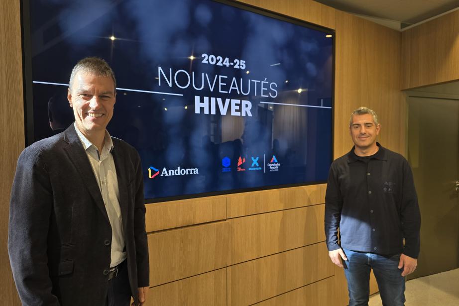 Enric Torres, directeur produit et nouveaux projets Andorra Tourisme, et David Ledesma, le directeur marketing de Grandvalira Resorts. (Photo : Dorian Alinaghi - Entreprises Occitanie)