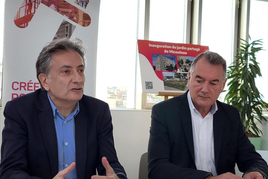 De gauche à droite : Bertrand Serp, président de Toulouse Métropole Habitat et Luc Laventure, directeur général de TMH. (Photo Dorian Alinaghi Entreprises Occitanie)