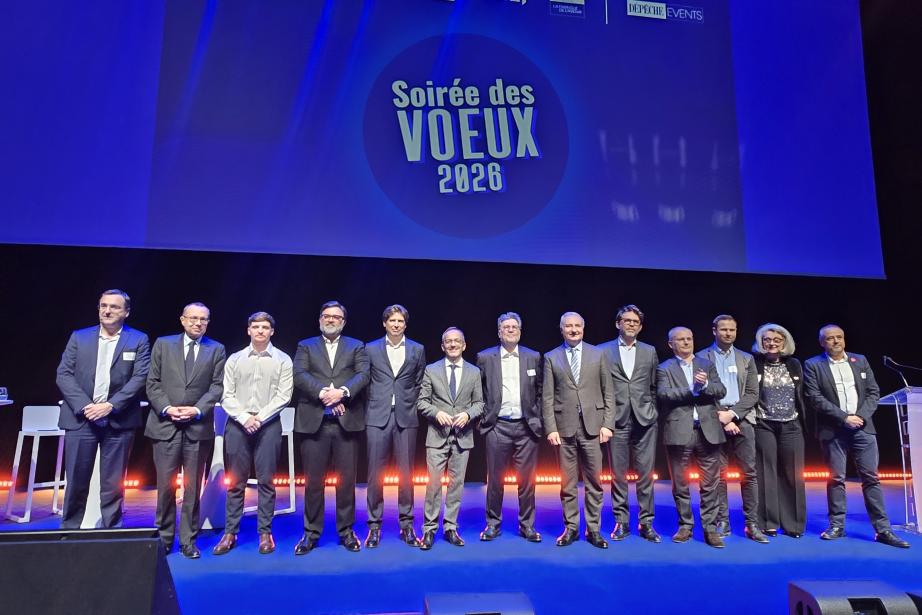 Soirée des Vœux des Forces Économiques 2026 au MEETT à Toulouse : autour des organisateurs — CCI Toulouse Haute-Garonne, Medef Haute-Garonne, CPME 31, FBTP 31, UIMM Occitanie et le Groupe La Dépêche du Midi — les élus, institutions, partenaires et acteurs économiques réunis pour un temps fort placé sous le signe de la stabilité, de l’investissement et de la confiance. (Photo Dorian Alinaghi)