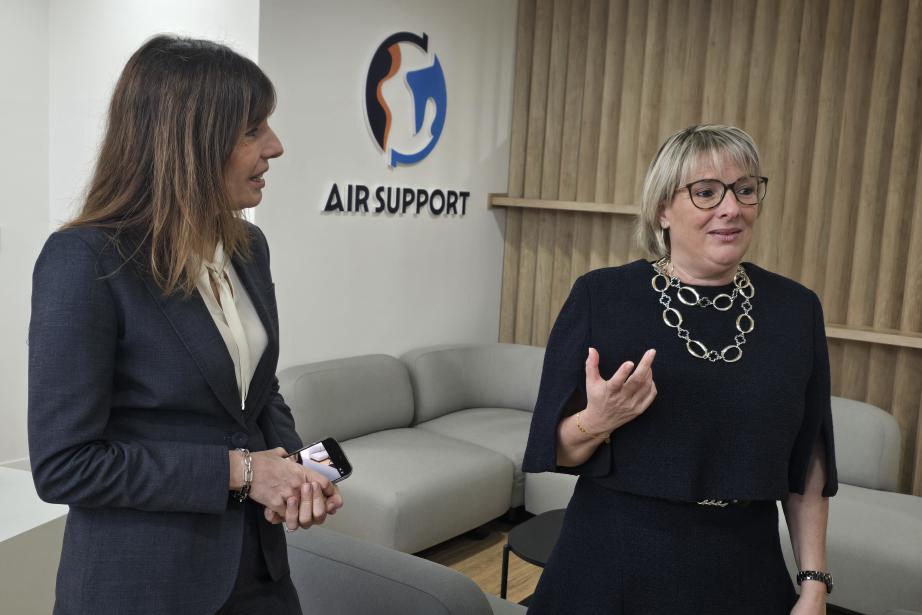 Karine Meininger, directrice régionale de France Travail Occitanie et Sabine Tertre, présidente du groupe Air Support. (Photo Dorian Alinaghi)