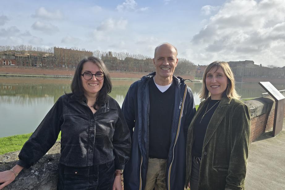 De gauche à droite : Nathalie Perrot, présidente de l’URSCOP Occitanie Pyrénées, Cyril Rocher, le directeur et Sophie Sophie Hemardinquer responsable de la communication chez Les Scop Occitanie Pyrénées. (Photo Dorian Alinaghi)
