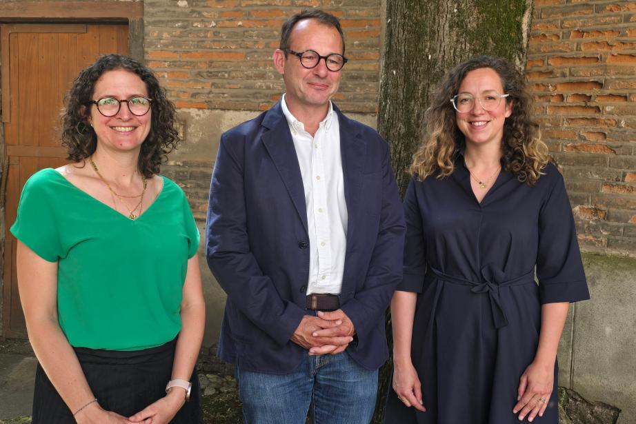 Pauline Raffaitain, responsable affaires publiques & réglementaires chez Ecocert, Philippe Thomazo, directeur général d'Ecocert et Cécile Caminel, responsable marketing et communication externe chez Ecocert. (Photo Dorian Alinaghi)