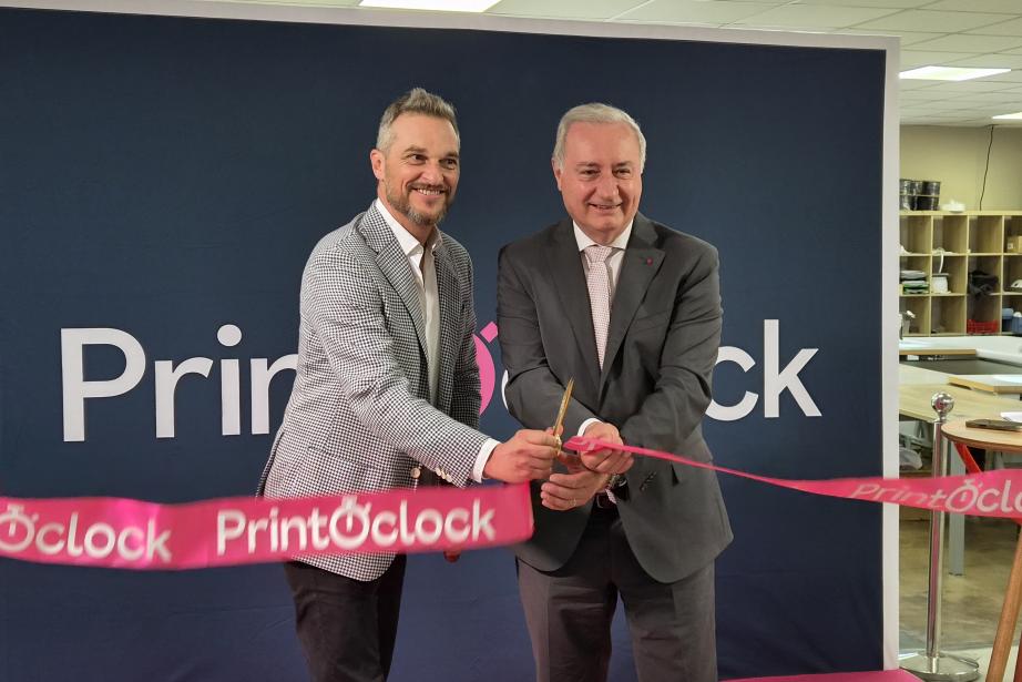 Antoine Roux, président et fondateur de PrintOclock et Jean-Luc Moudenc, maire de Toulouse. (Photo Dorian Alinaghi)