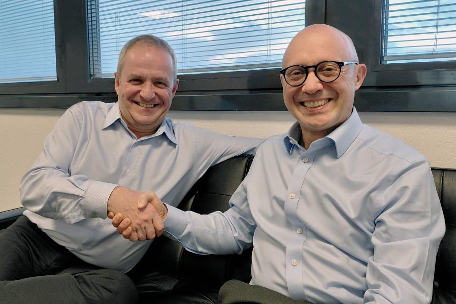 De gauche à droite : Francois Rainville, CEO d’Averna et Patrice Bélie, CEO de Spherea. (Photo Spherea)