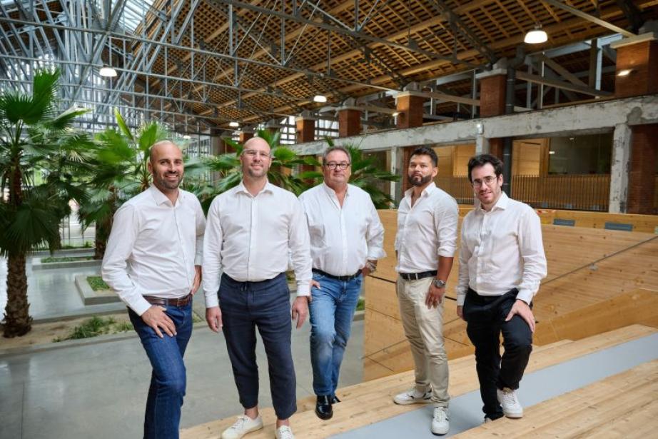 Julien Chollet, directeur commercial, Julien Haure, président, Jean-Pierre Mader, Luis Urday, directeur technique et trading et Dan Cabrol, responsable R&D et ingénierie . (Photo Bohr Energie)