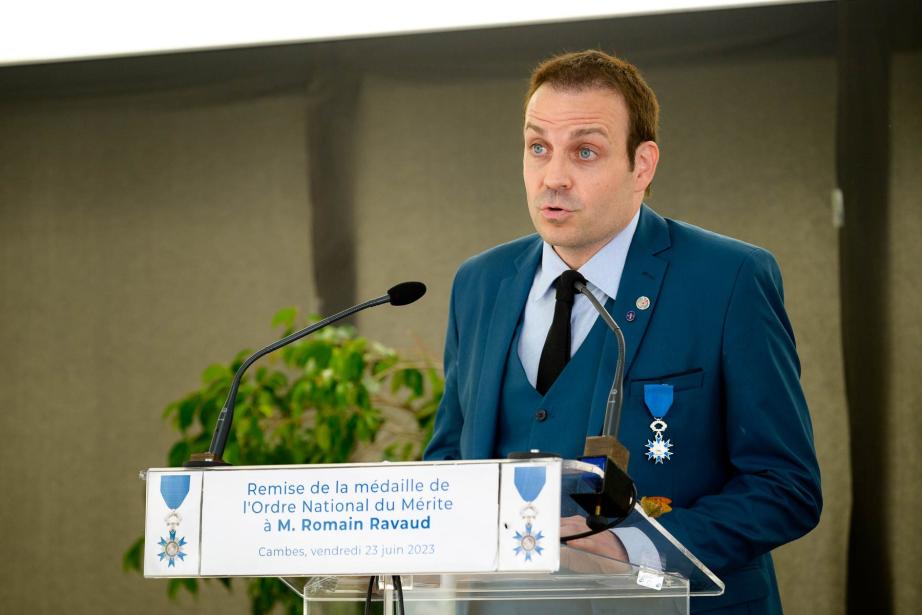 Romain Ravaud, CEO et fondateur de Whylot, a reçu la médaille de l'Ordre National du Mérite. (Photo : Whylot)