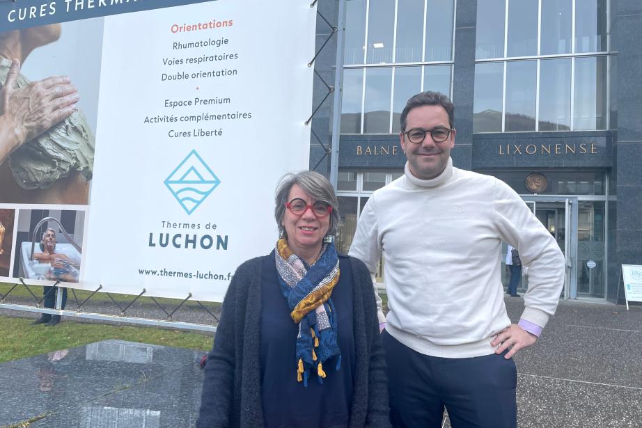 Sandrine Tourillon, nouvelle directrice des Thermes de Luchon et Maxime Vilgrain, président du Arenadour. (Photo Arenadour)