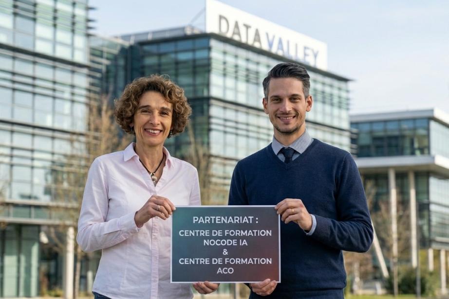 De gauche à droite : Nathalie Raynaud, directrice de l’Académie Cyber Occitanie et Charles Meurin, fondateur NoCode IA. (Photo AN21)