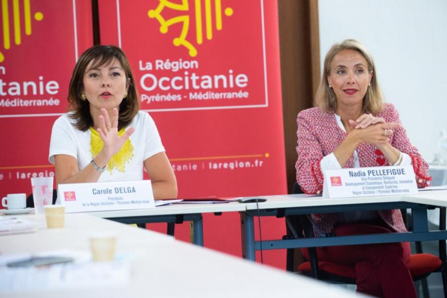 Madame Carole Delgas Présidente de la Région Occitanie et Madame Nadia Pellefigue Vice-Présidente de la Région Occitanie  Crédit : Grimault Emmanuel – Région Occitanie.