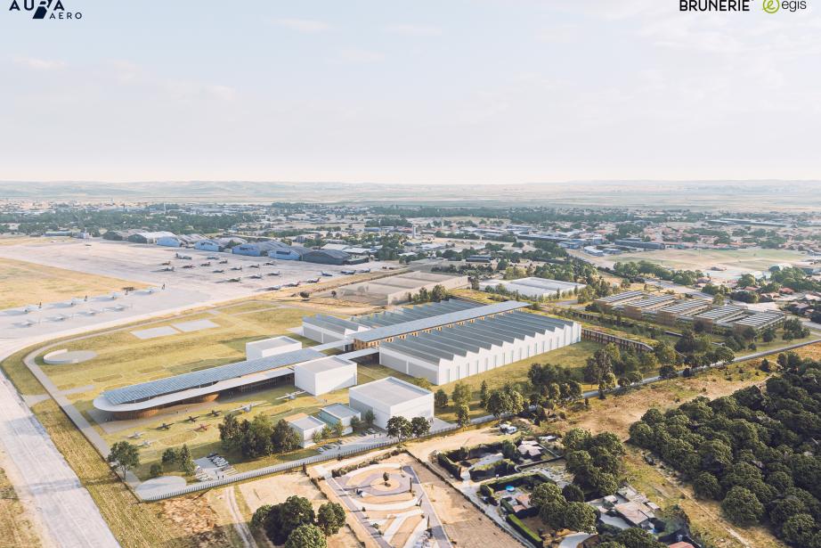 Voici à quoi ressemblera la grande usine de production d'avions hybrides d'Aura Aero, d'ici fin 2025, sur le site de Toulouse-Francazal. (Photo : Aura Aero)