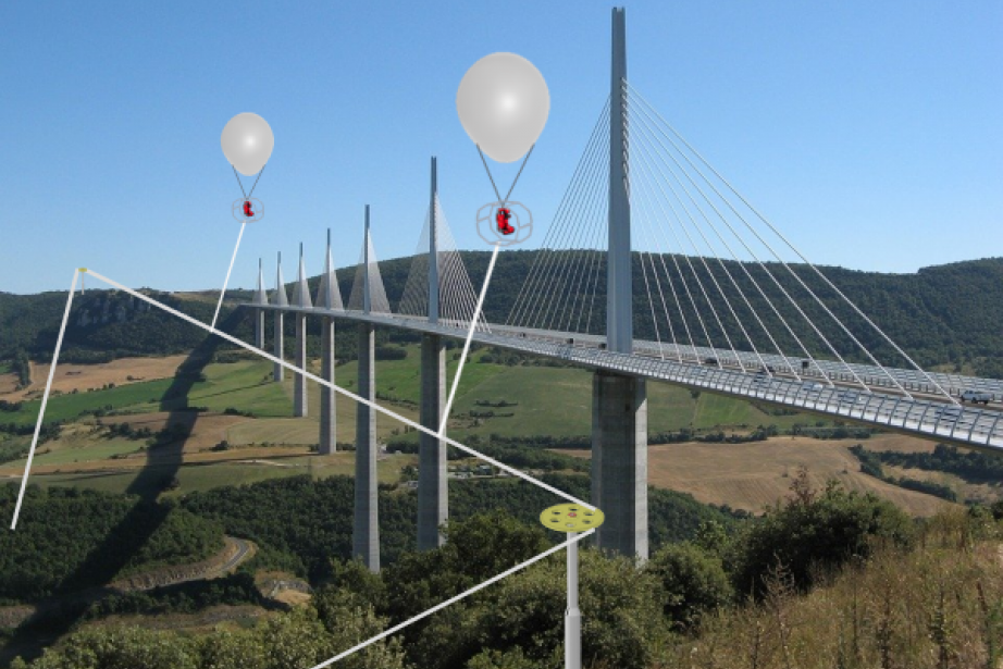 Image de synthèse d'un circuit de ballons dirigeables Ballooneos. Image de synthèse d'un circuit de ballons dirigeables Ballooneos.