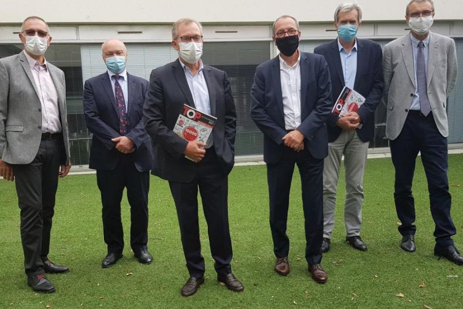 Denis Lafon (CDC), Luc Marta de Andrade (Syntec numérique) Pierre-Marie Hanquiez (Medef 31), Philippe Frey (Syntec ingénierie), Emile Noyer (FFBTP 31), Bruno Bergoend (UIMM Occitanie).