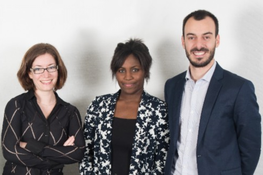 De g à d : Murielle Renard, Chef de projet Mobilité, Laurène Dia, Responsable commerciale, Pol Barrière, Responsable marketing