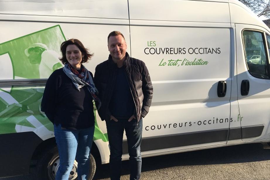 Anne-Frédérique Renard et Laurent Aubel, responsable administrative et dirigeant-fondateur de Couvreurs Occitans.