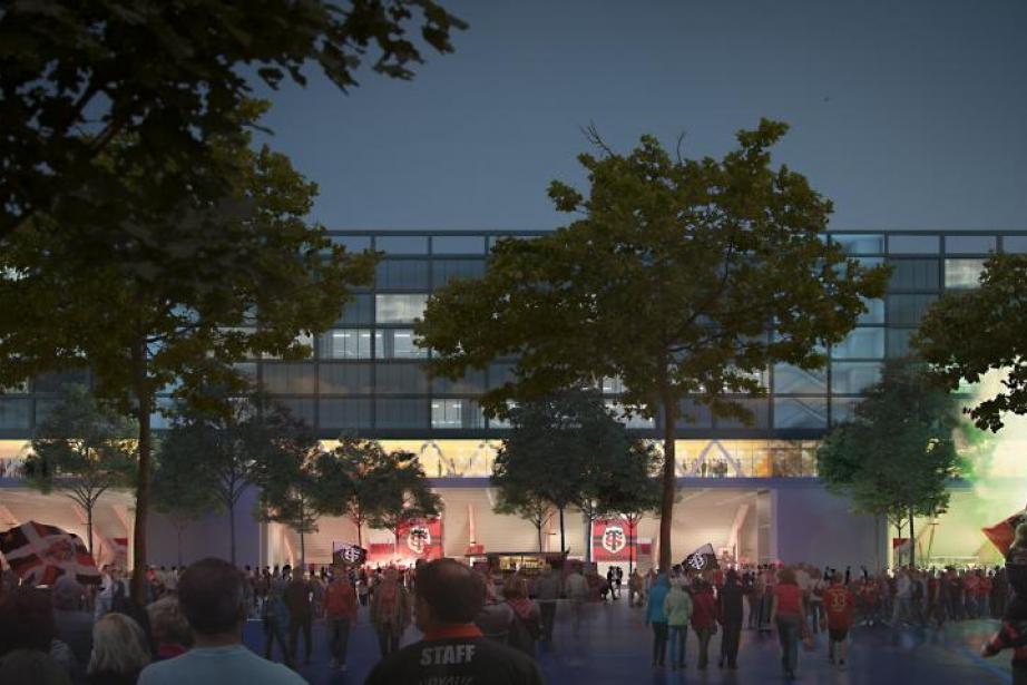 Le projet Drop autour du Stade Toulousain porté par Unibail-Rodamco-Westfield (Mandataire du Groupement) Kaufman & Broad Midi-Pyrénées, Greencity Immobilier. Architecte urbaniste : Taillandier Architectes Associés. Architecte d'opération : PPA Architectures. 