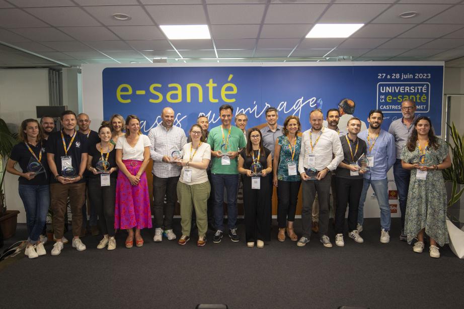 Voici les lauréats 2023 des Trophées de la e-santé, dans le Tarn. (Photo : Technopole Castres-Mazamet/Laurent Frezouls)