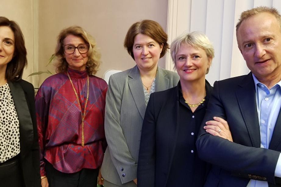 Catherine Delque (AG2R La Mondiale), Agnès Lépinay (Medef), Florence Lefrançois (Ministère du travail), Claire Castanet (AMF), Patrick Pradel (PSP Learning)