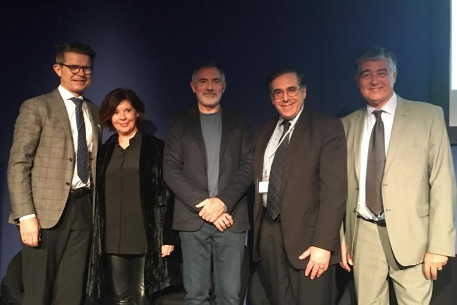 Olaf Madland (Applied Autonomy), Catherine Goniot (Rouen Métropole), Gilbert Gagnaire (EasyMile), Ken Brisel (Acamp), Jean-Luc Maté (Automotech)