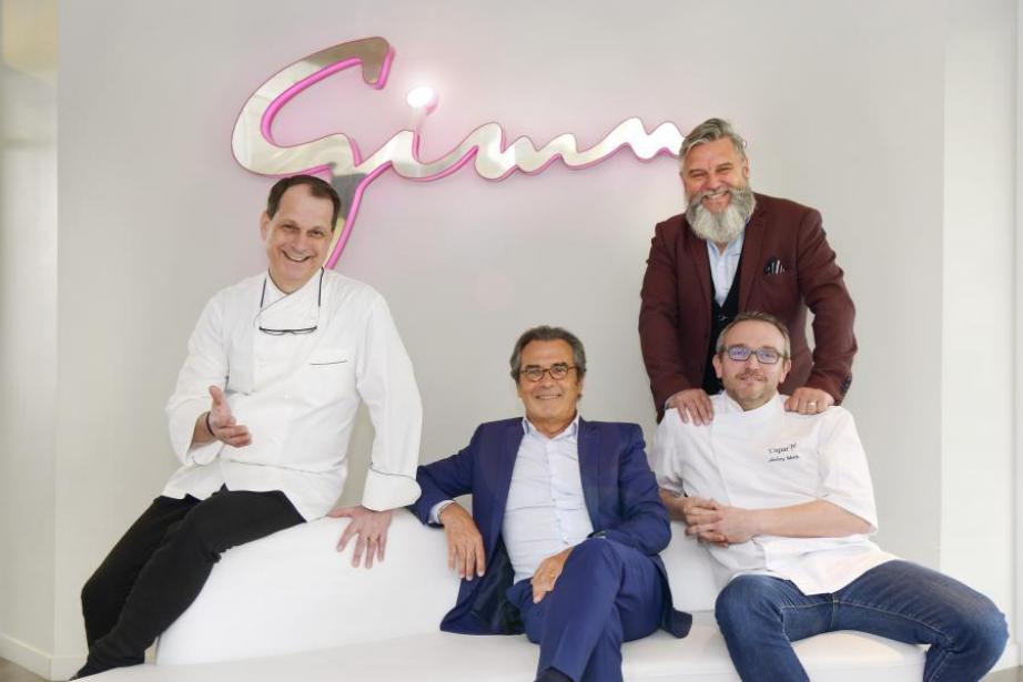 Les quatre associés de Gimm : Philippe Braun (Chez Fifi), Gérard Baylé (Tridem Pharma), Gérard Calvet (fondateur de Gimm), Jérémy Morin (L’Aparté). ©David Nakache. 