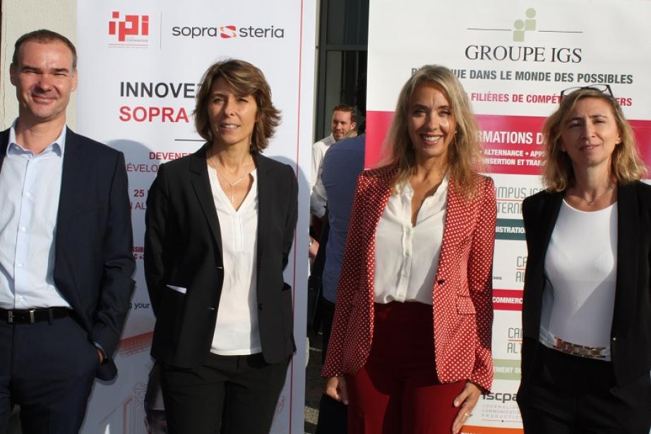 Sébastien Leforestier, Sopra Steria, Heide Mathieu, directrice de l'IGS, Nadia Pellefigue, vice-présidente du Conseil régional, Christelle Boudet, directrice de l'IPI