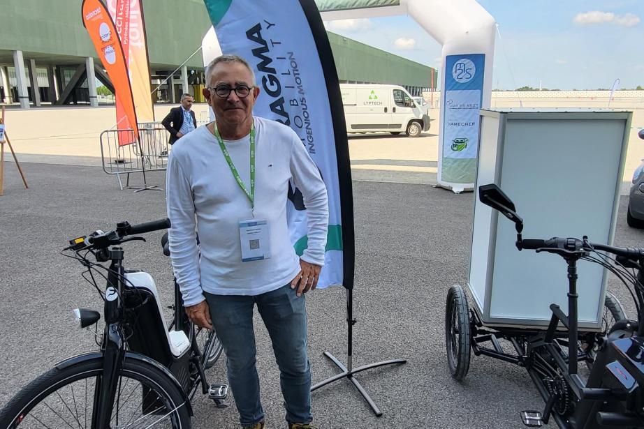 Jean-Claude Escriva, de Pragma Industries, annonce un déploiement progressif en Occitanie de bornes de recharge à hydrogène pour les vélos. (Photo : Anthony Assémat - Entreprises Occitanie)