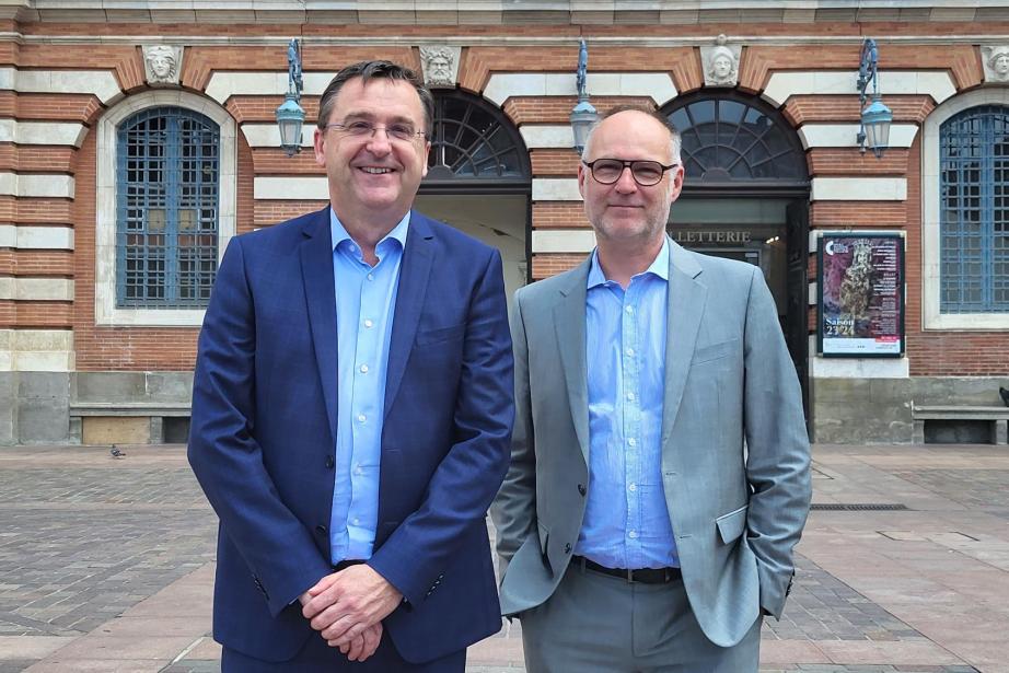 Henry Mathon, directeur général de la mutuelle toulousaine Prévifrance (à gauche), a annoncé un chiffre d'affaires de 232 millions d'euros en 2022. (Photo : Anthony Assémat - Entreprises Occitanie)