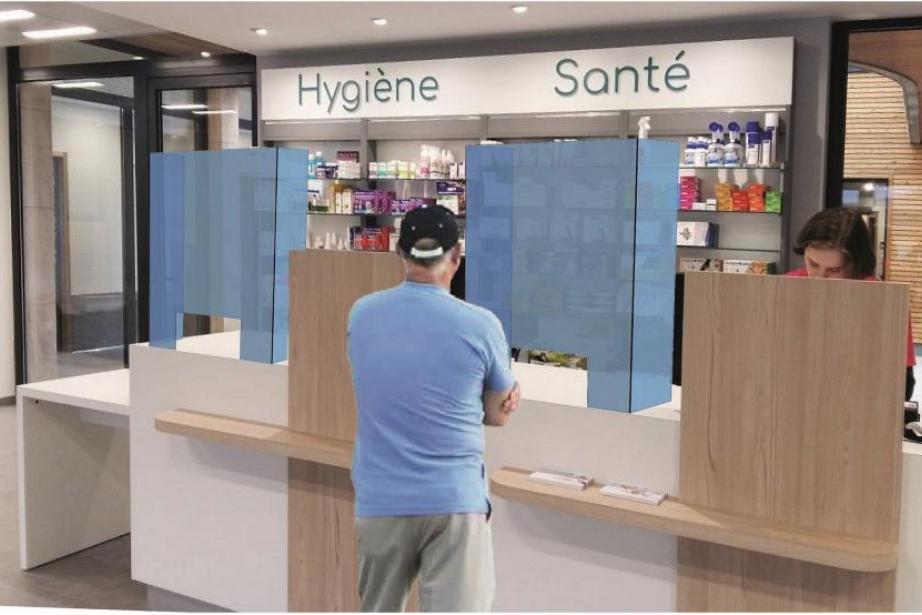 Image de synthèse d'une vitre de protection en polycarbonate France Signalétique. Image de synthèse d'une vitre de protection en polycarbonate France Signalétique.