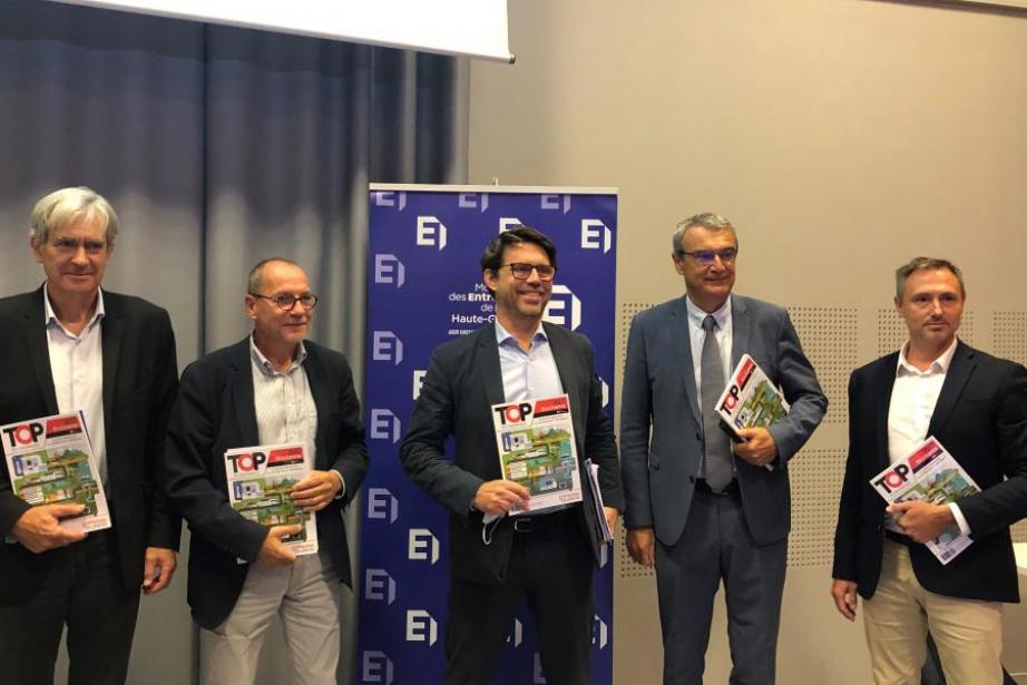 Emile Noyer (FBTP31), Philippe Frey (Syntec ingénierie), Pierre-Olivier Nau (Medef Haute-Garonne), Bruno Bergoend (UIMM MP Occitanie), Frédéric Honnorat (Syntec Numérique).