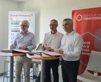  Philippe Wallaert, président de Promologis, Philippe Pacheu, directeur général et Olivier Livrozet, directeur territorial de la Banque des territoires. (Photo Dorian Alinaghi Entreprises Occitanie)