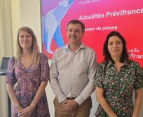 Henry Mathon, directeur général de la Mutuelle Prévifrance, entouré de Julie Blaise, chef de projet marketing et Caroline Salvan, responsable marketing et communication. (Photo Dorian Alinaghi Entreprises Occitanie)