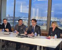 De gauche à droite : Stéphane Carcenac, trésorier, Thomas Fantini, vice-président, Pierre-Olivier Nau, président du Medef 31, et Céline Bon, membre du conseil d'administration. (Photo Dorian Alinaghi)