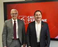 De gauche à droite : Alain Di Crescenzo, président du Conseil d’orientation et de surveillance Caisse d’Epargne Midi-Pyrénées et Christophe Le Pape, président du directoire Caisse d’Epargne Midi-Pyrénées. (Photo Dorian Alinaghi)