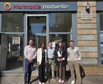 Aurélien Darras (à gauche), expert épargne et retraite Harmonie Mutuelle, Frédéric Malfilatre (au centre), directeur régional Occitanie Harmonie Mutuelle et le groupe Tesseract ont présenté les résultats de l’Observatoire de l’Epargne Retraite en Occitanie 2026. (Photo Dorian Alinaghi)   