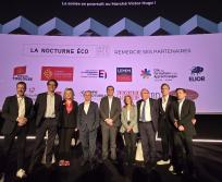 De gauche à droite : Sébastien Matty (GA Smart Building), Pierre-Olivier Nau, (Medef Haute-Garon 31),  Florence Bar-Ledieu (CFA Toulouse-Blagnac), Didier Katzenmayer (IUMM Occitanie), Henry Mathon (mutuelle Prévifrance),  Isabelle Patrier (TotalEnergies), Pierre Gattaz (ancien président du Medef national), Pierre Garrigues (agence PGO) et Thomas Fantini (VP Medef Haute-Garonne).