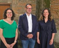 Pauline Raffaitain, responsable affaires publiques & réglementaires chez Ecocert, Philippe Thomazo, directeur général d'Ecocert et Cécile Caminel, responsable marketing et communication externe chez Ecocert. (Photo Dorian Alinaghi)