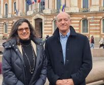 Catherine Mallet, présidente du conseil d’administration et Christophe Bosson, directeur général de la  Banque Populaire Occitane. (Photo Sixtine Besson) 